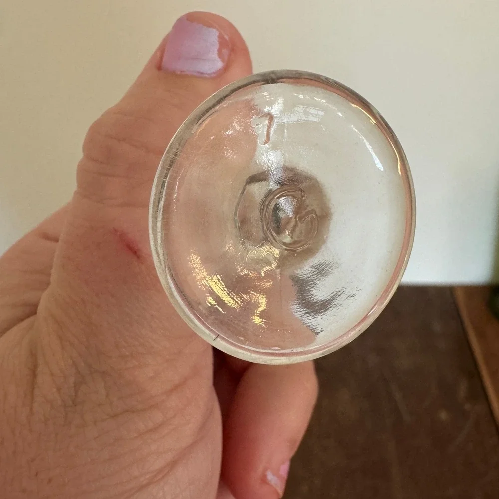 Vintage Glass Eye Wash Cup‎ Clear Pedestal Optical Marked G on bottom